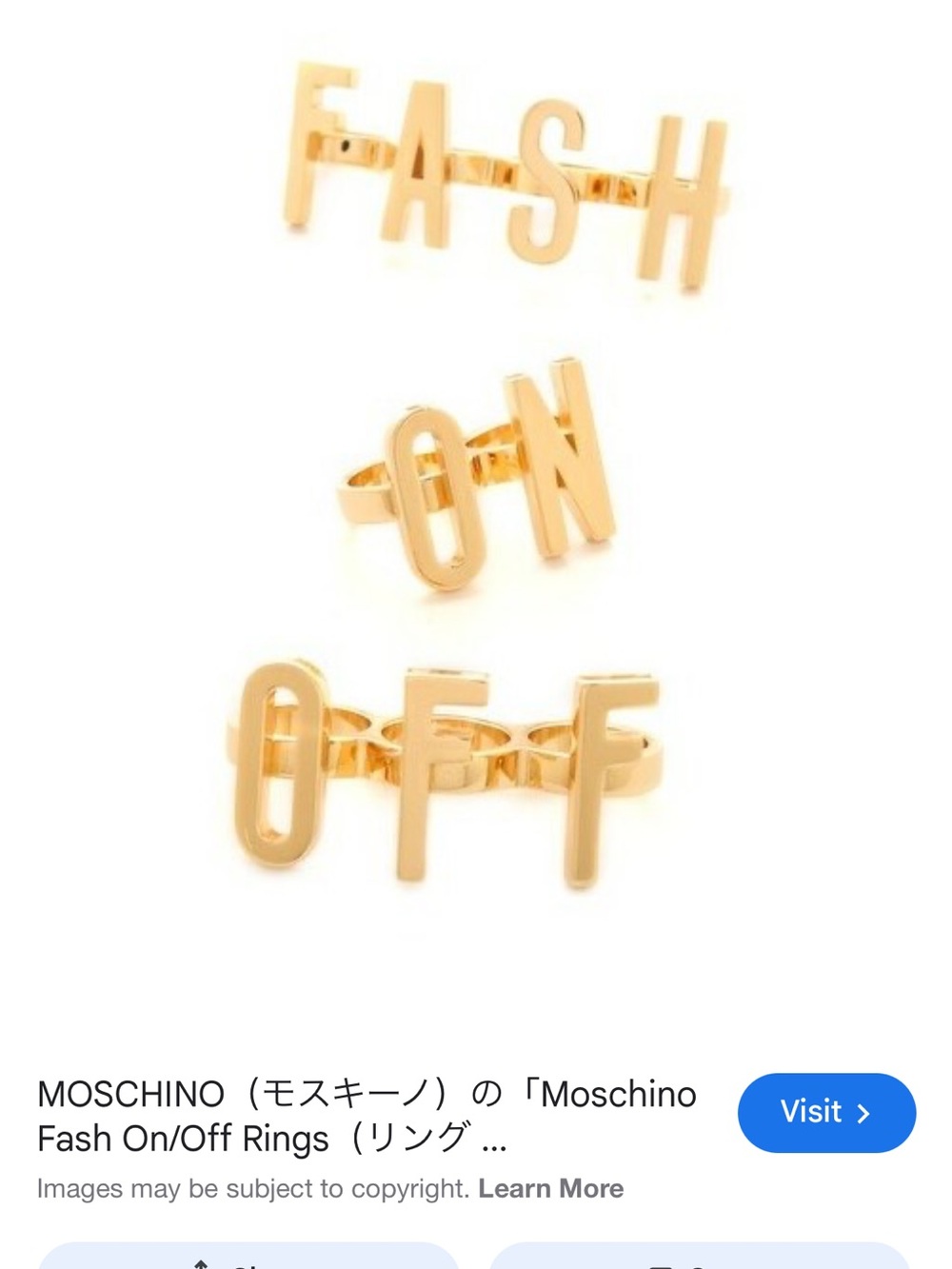 Moschino Gold-Tone OFF Triple Letter Ring - Picture 2 of 2